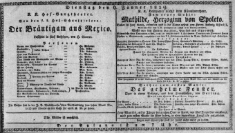 Theaterzettel (Oper und Burgtheater in Wien) 18290106 Seite: 1