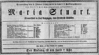 Theaterzettel (Oper und Burgtheater in Wien) 18290108 Seite: 1
