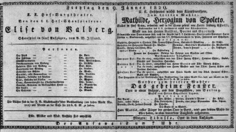 Theaterzettel (Oper und Burgtheater in Wien) 18290109 Seite: 1