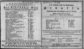 Theaterzettel (Oper und Burgtheater in Wien) 18290111 Seite: 1