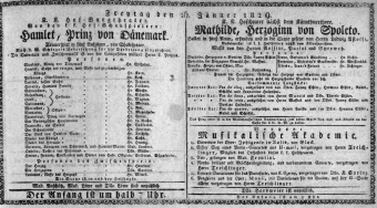 Theaterzettel (Oper und Burgtheater in Wien) 18290116 Seite: 1
