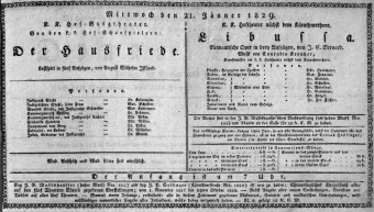 Theaterzettel (Oper und Burgtheater in Wien) 18290121 Seite: 1