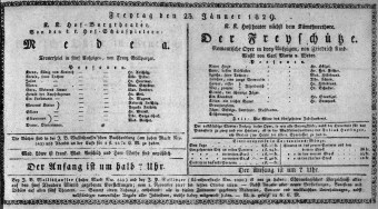 Theaterzettel (Oper und Burgtheater in Wien) 18290123 Seite: 1