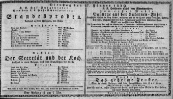 Theaterzettel (Oper und Burgtheater in Wien) 18290127 Seite: 1