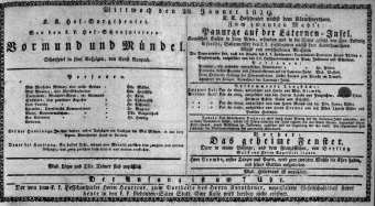 Theaterzettel (Oper und Burgtheater in Wien) 18290128 Seite: 1