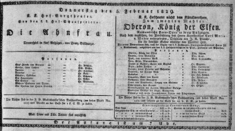 Theaterzettel (Oper und Burgtheater in Wien) 18290205 Seite: 1