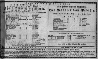 Theaterzettel (Oper und Burgtheater in Wien) 18290208 Seite: 1