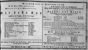 Theaterzettel (Oper und Burgtheater in Wien) 18290211 Seite: 1
