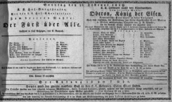 Theaterzettel (Oper und Burgtheater in Wien) 18290215 Seite: 1