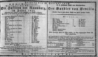 Theaterzettel (Oper und Burgtheater in Wien) 18290220 Seite: 1