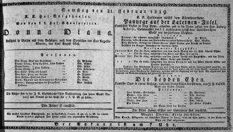 Theaterzettel (Oper und Burgtheater in Wien) 18290221 Seite: 1