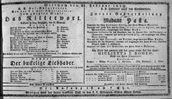 Theaterzettel (Oper und Burgtheater in Wien) 18290225 Seite: 1