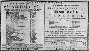 Theaterzettel (Oper und Burgtheater in Wien) 18290308 Seite: 1
