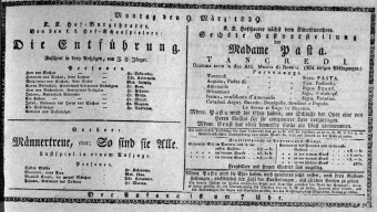 Theaterzettel (Oper und Burgtheater in Wien) 18290309 Seite: 1