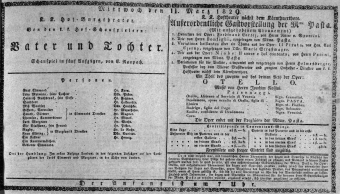 Theaterzettel (Oper und Burgtheater in Wien) 18290311 Seite: 1