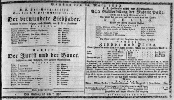 Theaterzettel (Oper und Burgtheater in Wien) 18290314 Seite: 1