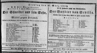 Theaterzettel (Oper und Burgtheater in Wien) 18290327 Seite: 1