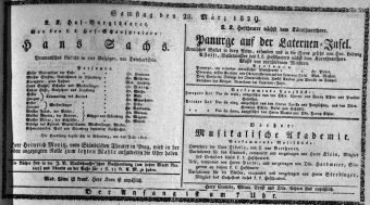 Theaterzettel (Oper und Burgtheater in Wien) 18290328 Seite: 1