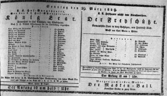 Theaterzettel (Oper und Burgtheater in Wien) 18290329 Seite: 1