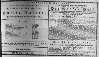 Theaterzettel (Oper und Burgtheater in Wien) 18290331 Seite: 1