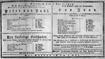 Theaterzettel (Oper und Burgtheater in Wien) 18290401 Seite: 1