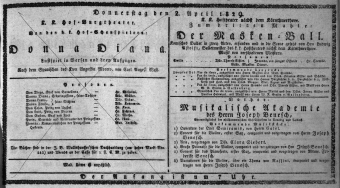 Theaterzettel (Oper und Burgtheater in Wien) 18290402 Seite: 1
