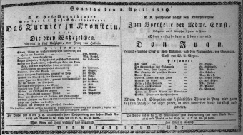 Theaterzettel (Oper und Burgtheater in Wien) 18290405 Seite: 1