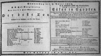 Theaterzettel (Oper und Burgtheater in Wien) 18290409 Seite: 1