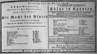 Theaterzettel (Oper und Burgtheater in Wien) 18290410 Seite: 1