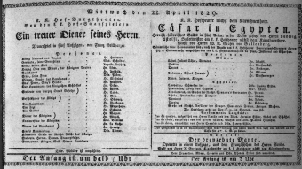 Theaterzettel (Oper und Burgtheater in Wien) 18290422 Seite: 1