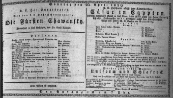Theaterzettel (Oper und Burgtheater in Wien) 18290426 Seite: 1