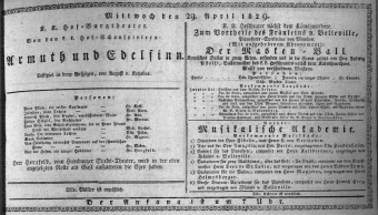 Theaterzettel (Oper und Burgtheater in Wien) 18290429 Seite: 1