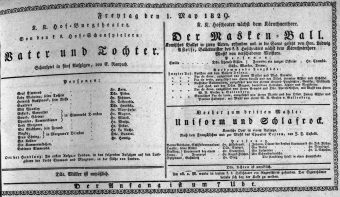 Theaterzettel (Oper und Burgtheater in Wien) 18290501 Seite: 1