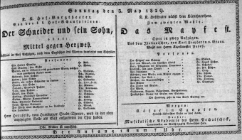 Theaterzettel (Oper und Burgtheater in Wien) 18290503 Seite: 1