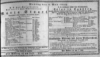 Theaterzettel (Oper und Burgtheater in Wien) 18290504 Seite: 1