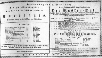 Theaterzettel (Oper und Burgtheater in Wien) 18290507 Seite: 1