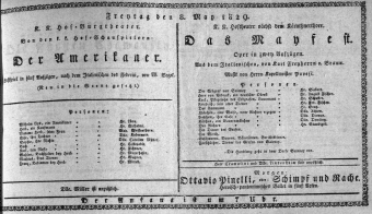 Theaterzettel (Oper und Burgtheater in Wien) 18290508 Seite: 1