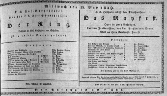 Theaterzettel (Oper und Burgtheater in Wien) 18290513 Seite: 1