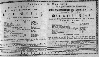 Theaterzettel (Oper und Burgtheater in Wien) 18290516 Seite: 1