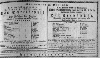 Theaterzettel (Oper und Burgtheater in Wien) 18290520 Seite: 1