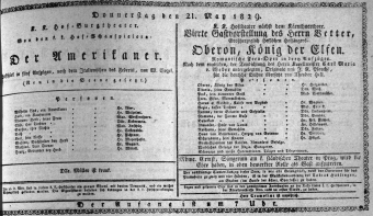 Theaterzettel (Oper und Burgtheater in Wien) 18290521 Seite: 1