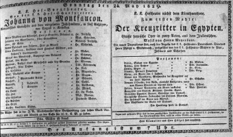Theaterzettel (Oper und Burgtheater in Wien) 18290524 Seite: 1