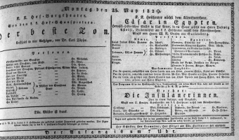 Theaterzettel (Oper und Burgtheater in Wien) 18290525 Seite: 1
