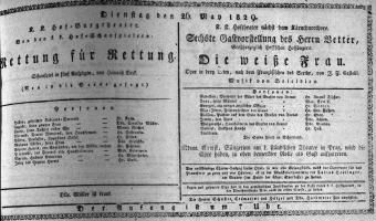 Theaterzettel (Oper und Burgtheater in Wien) 18290526 Seite: 1