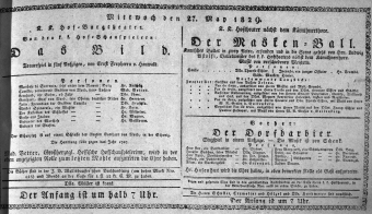 Theaterzettel (Oper und Burgtheater in Wien) 18290527 Seite: 1