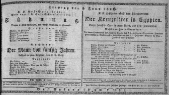 Theaterzettel (Oper und Burgtheater in Wien) 18290605 Seite: 1