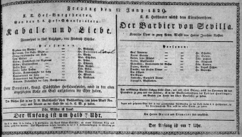 Theaterzettel (Oper und Burgtheater in Wien) 18290612 Seite: 1