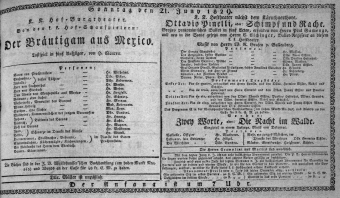 Theaterzettel (Oper und Burgtheater in Wien) 18290621 Seite: 1