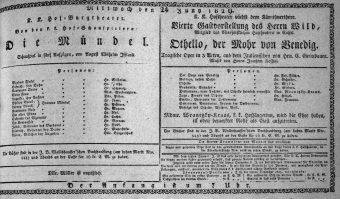 Theaterzettel (Oper und Burgtheater in Wien) 18290624 Seite: 1