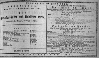 Theaterzettel (Oper und Burgtheater in Wien) 18290626 Seite: 1